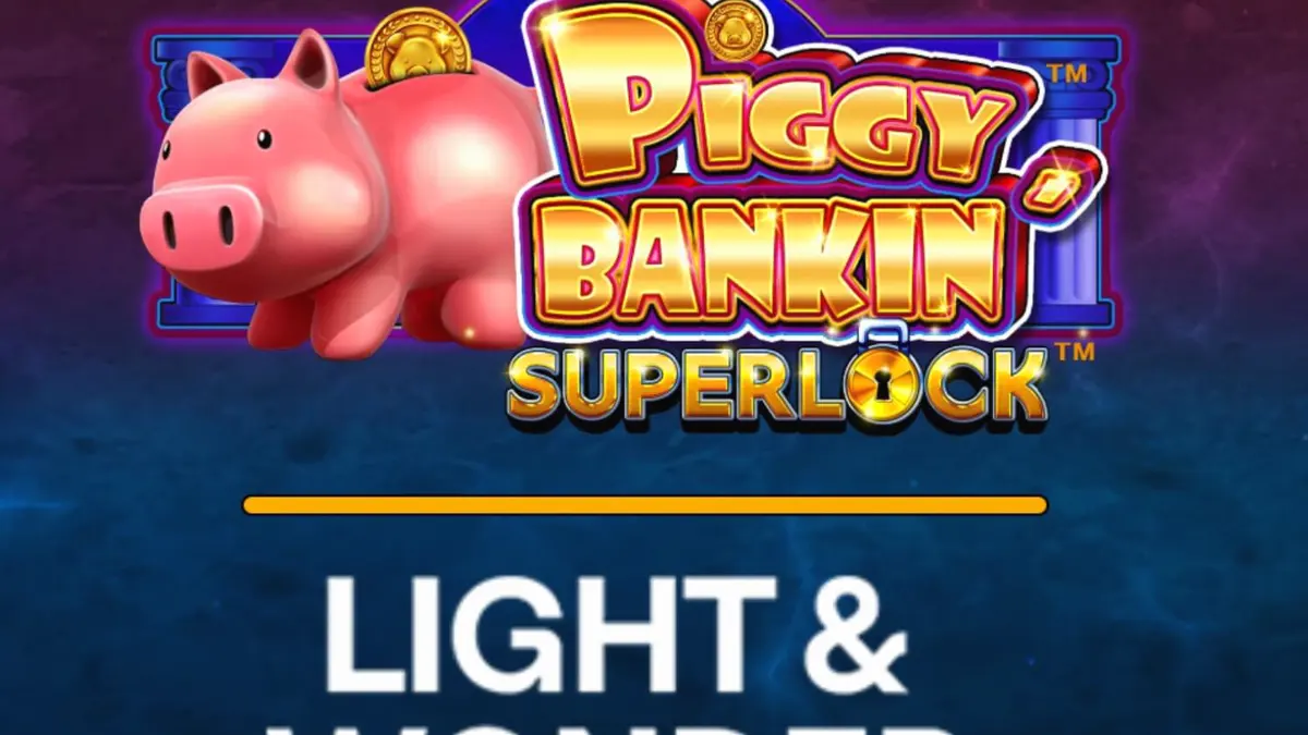 Tampilan visual slot Piggy Bankin’ Super Lock dengan simbol emas dan brankas